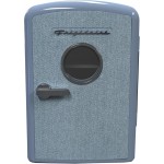 Mini Personal Fridge Cooler, 1 Gal Capacity fits 9 Cans, Includes Plugs for Home Outlet & DC Charger - 9.84" D x 7.09" W x 10.35" H, Light Washed Denim Fabric Door Mini Personal Fridge Cooler, 1 Gal Capacity fits 9 Cans, Includes Plugs for Home Outlet & DC Charger - 9.84" D x 7.09" W x 10.35" H, Light Washed Denim Fabric Door