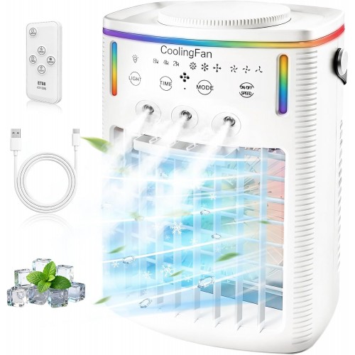 2026 New 1500ML Small Portable Air Conditioner Fan, Cooling Fan for Bedroom with 3 Modes & 3 Speeds, for Office, Camping, Coffee Table & Travel, with 7-Color LED Light & Remote Control(1PCS) 2026 New 1500ML Small Portable Air Conditioner Fan, Cooling Fan for Bedroom with 3 Modes & 3 Speeds, for Office, Camping, Coffee Table & Travel, with 7-Color LED Light & Remote Control(1PCS)